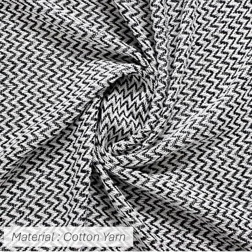 Image of Chevron 78x60 Inch Reversible Cotton Throw Blanket with Tassels| Blanket for Living Room, Sofa, Bed, Chair, Picnic & Used for Gift | Black Narrow Chevron, Size - 200x150 Cm