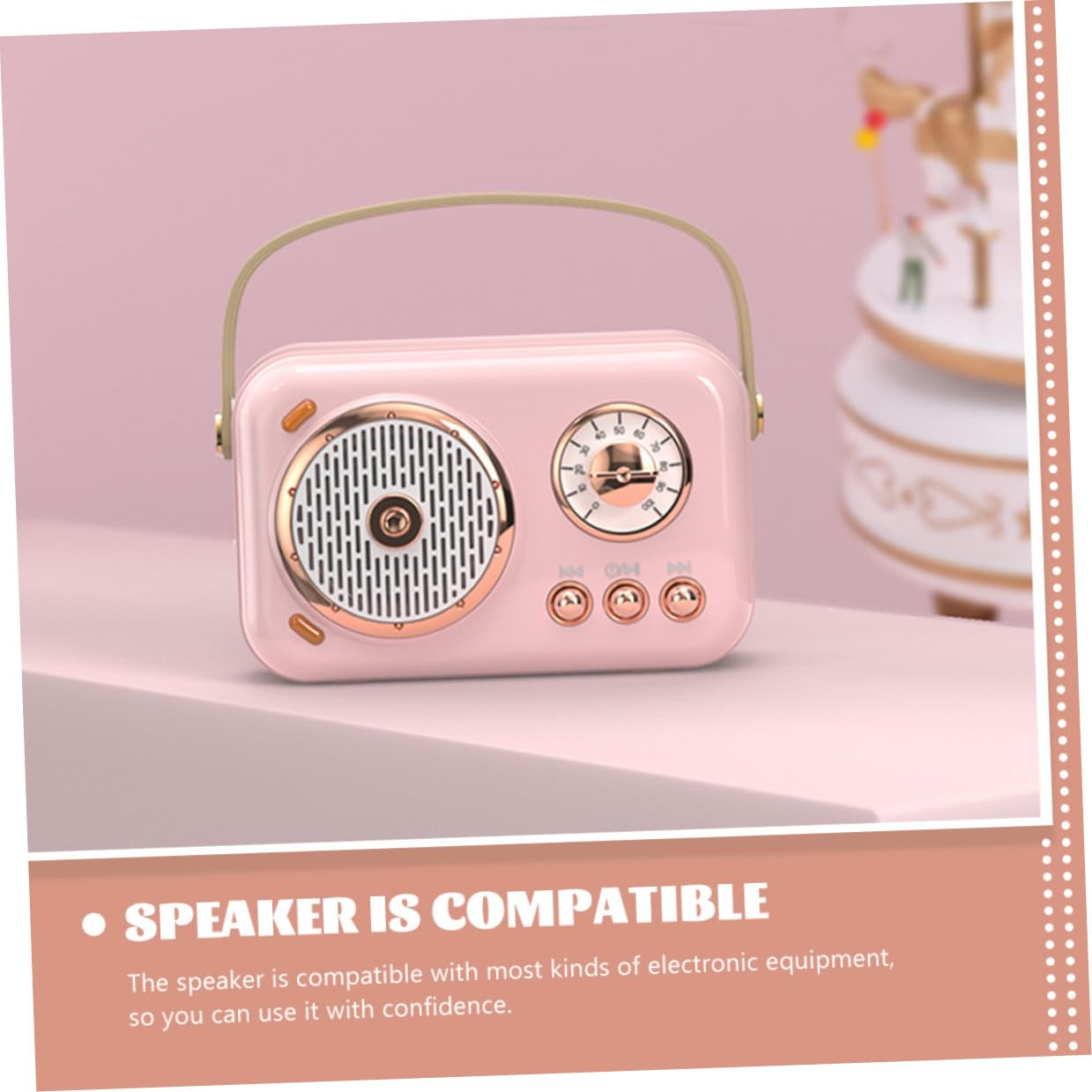 Altavoz Portátil con Micrófono Inalámbrico Compacto para Karaoke, Estilo Retro, Función de Conexión Inalámbrica, Uso en Exteriores y Hogar, Diseño Ligero para Jóvenes, Color Rosa