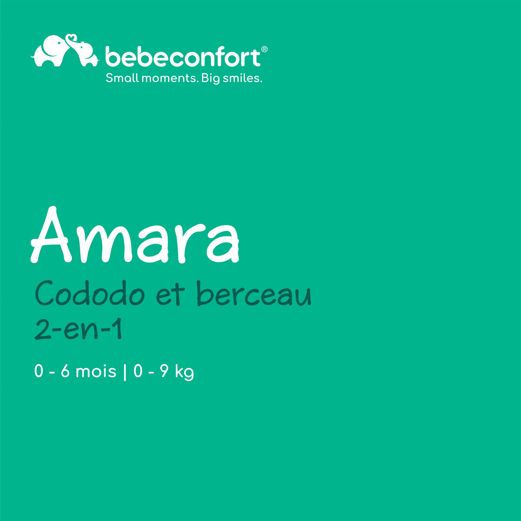 Bebeconfort Amara, Lit bébé, 0-6 mois, 0-9 kg, Berceau, Lit et berceau 2-en-1, Pliage compact en 3 secondes, Facile à transporter, Sac de voyage pratique, Tinted Grey