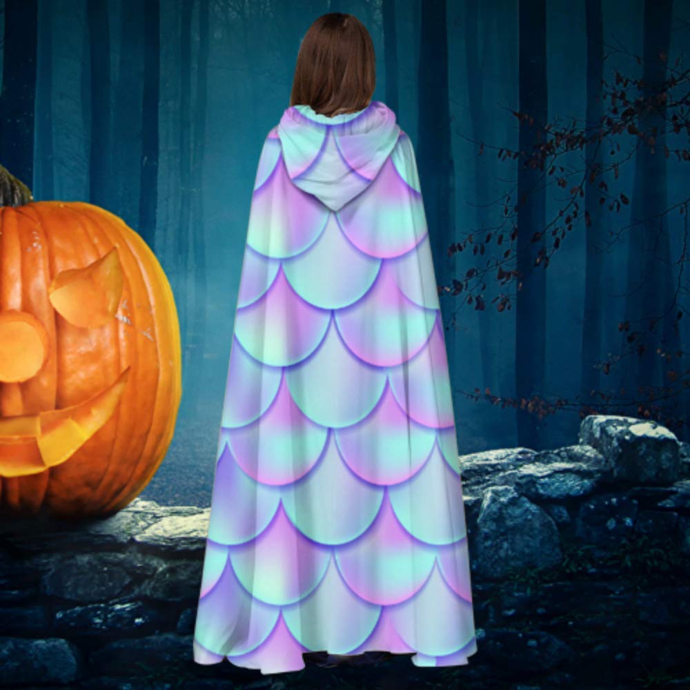 OUSIKA Kapuzenumhang Unterwasserwelt – Bunte Fische Print, Uni-Größe (ca. 147 Cm), Polyester, Für Halloween & Cosplay