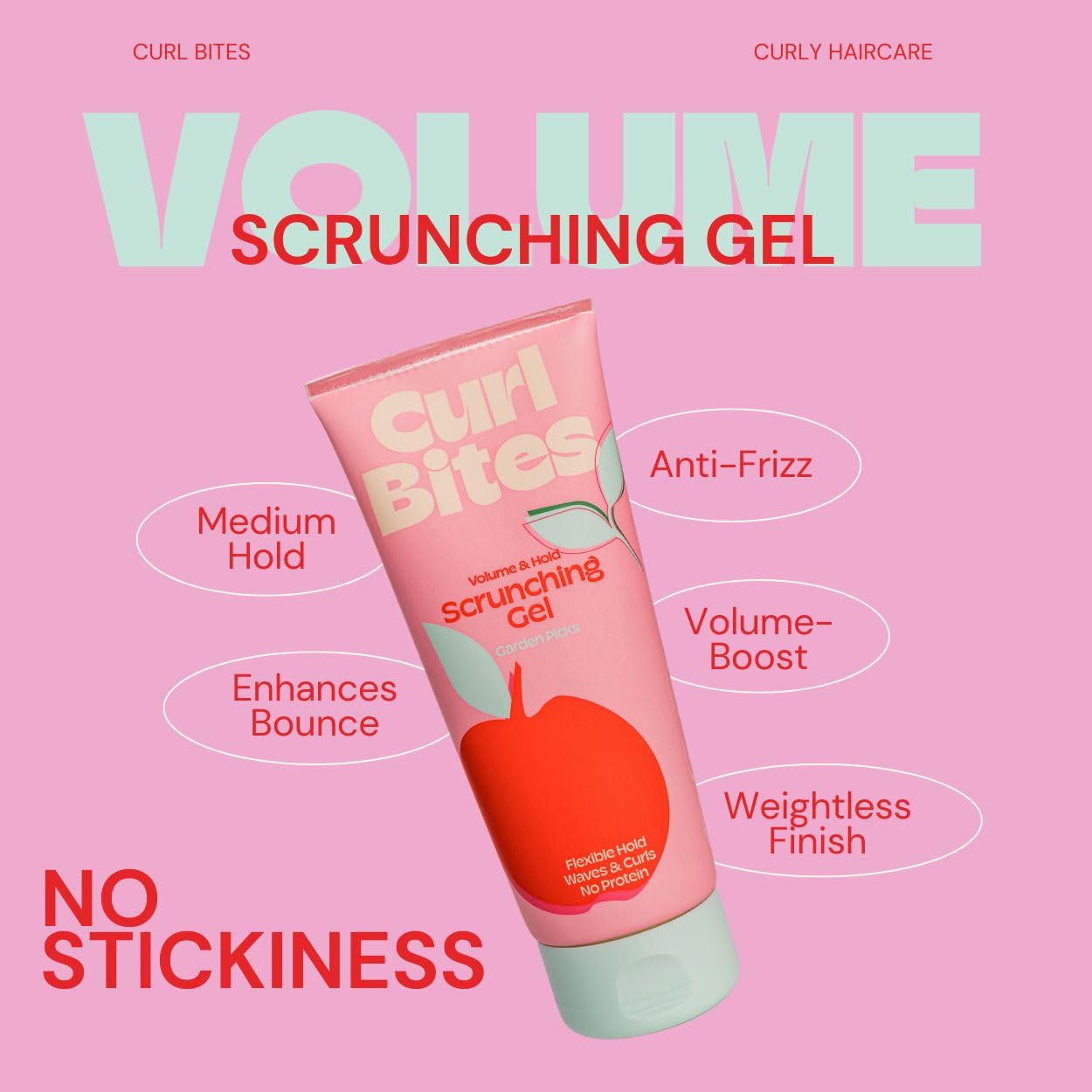 Volume & Hold Scrunching Gel - Mittelstarker Halt & Volumen für Wellen und Locken - Ohne zu Verkleben– mit Maissträrke & Apfelextrakt – veganes Lockengel für springende Locken
