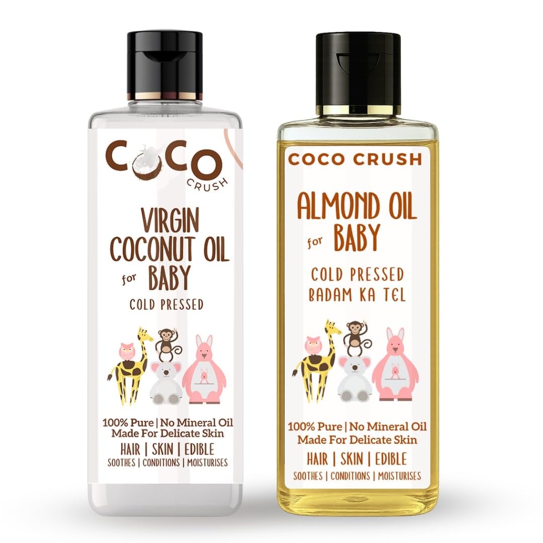 100% Natural Virgin Coconut & Almond Oil for Baby Massage | Cold Pressed & Pure | Nourishing Hair Oil & Body Oil for Newborns | Skin Softening & Bone Strengthening (100ml)-image-22