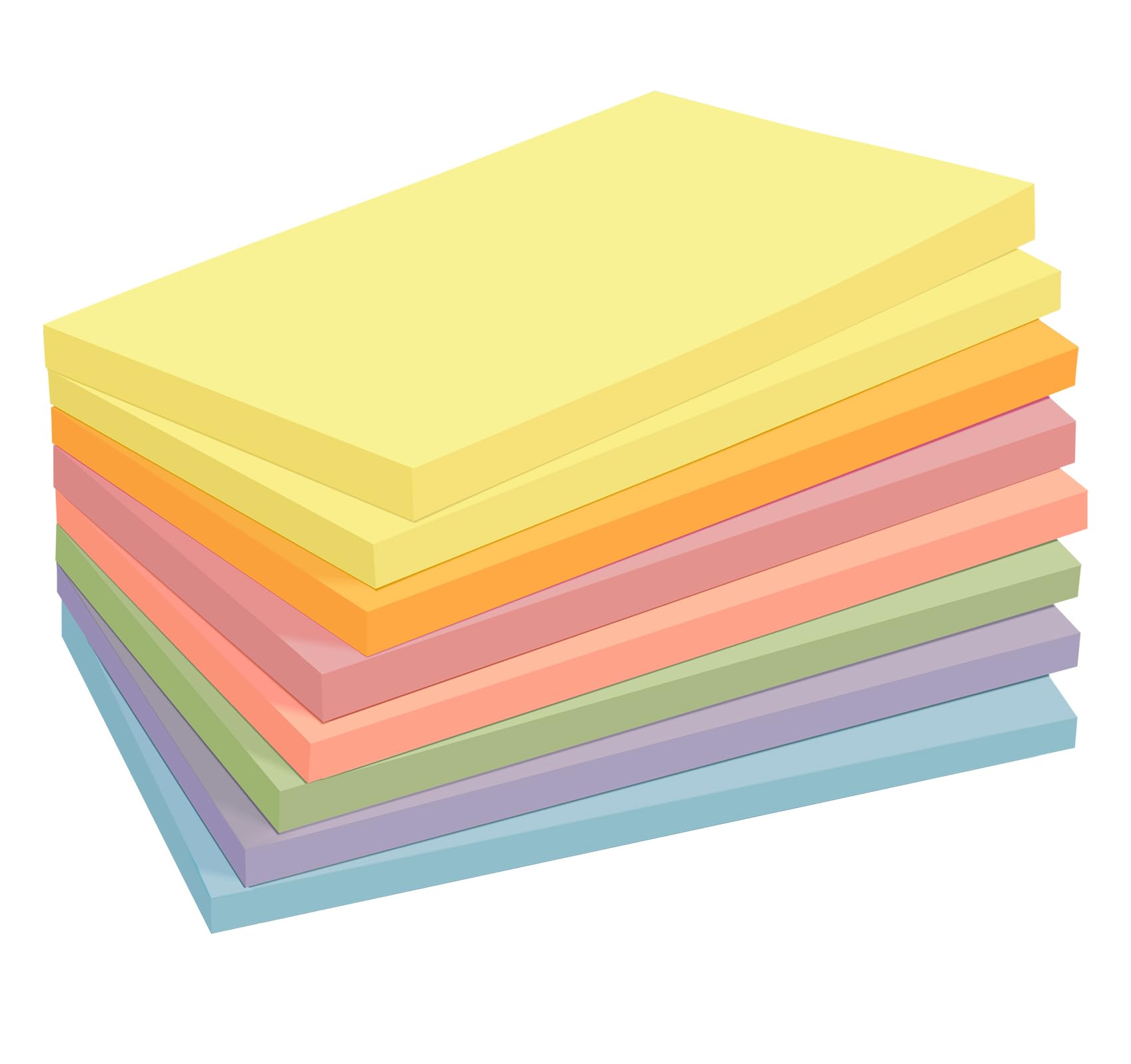 Agoer 8 Blocs Grandes Sticky Notes 76x127mm - 6 Couleurs + 2 Jaune Canari Gratuits, 60 Feuilles Par Bloc