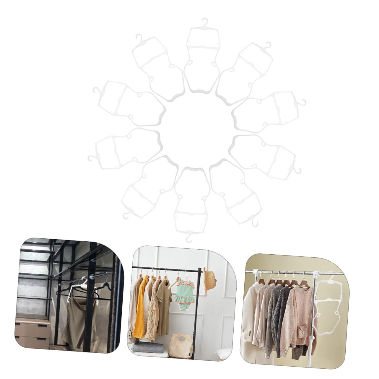 UKCOCO 10 Perchas Infantiles de Plástico Blanco Diseño Antideslizante y Forma de Cuerpo para Colgar Trajes de Baño de Niños en Armario del Hogar o Tienda