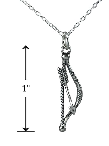 Miniatura 2 de Sterling Silver Bow & Arrow Archery Nature 3D Charm Necklace, 18"