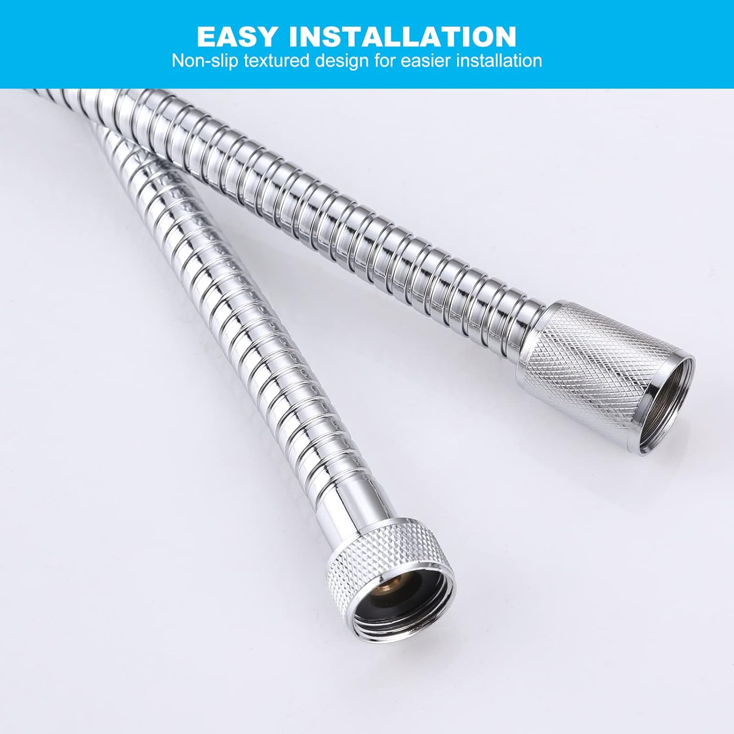 ALEASHA Chrome Finished Shower Hose 63 inches, Shower Hose Extra Long for Shower Head Flexible SUS 304 Stainless Steel Bidet hose for Bathroom Bathing Toilet Cleaning