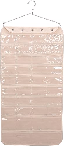 Household Essentials Organizador colgante de 80 bolsillos para joyas y accesorios, lienzo natural, blanco, 5 pulgadas