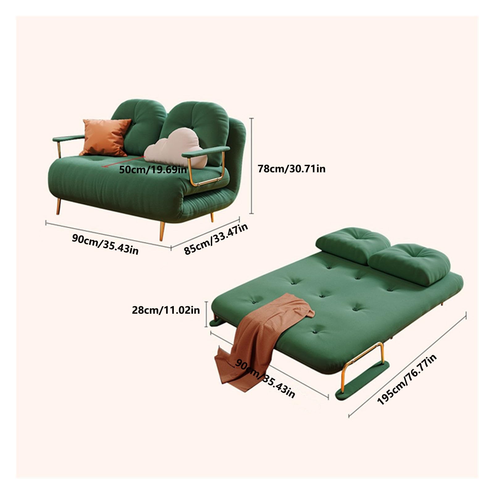 Złóż łóżko Krzesło rozkładane, Krzesła sypialne dla dorosłych, Rozkładane krzesło, Nowoczesna rozkładana sofa, Wielofunkcyjne do czytania na małą przestrzeń
