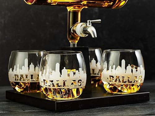 Miniatura 10 de Juego de decantadores de vino y whisky de 37.2fl oz por The Wine Savant con 4 vasos de whisky, dispensador de bebidas Scotch, Bourbon, Brandy Home