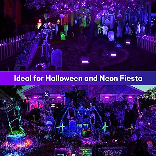 Image of 100W LED Black Light 2 Pack, Black Lights for Glow Party, Ultra Thin Black Lights Flood Lights with On /Off Switch, Glow in The Dark, for Party, Halloween, Body Painting