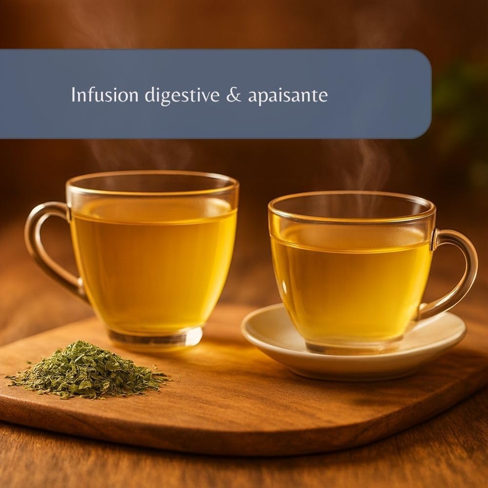Feuilles de Verveine Bio en Vrac - Herboristerie et Tisane Relaxante - Aloysia Citriodora Palau - Agriculture Biologique - Conditionné en France (500 g (250 Tasses))
