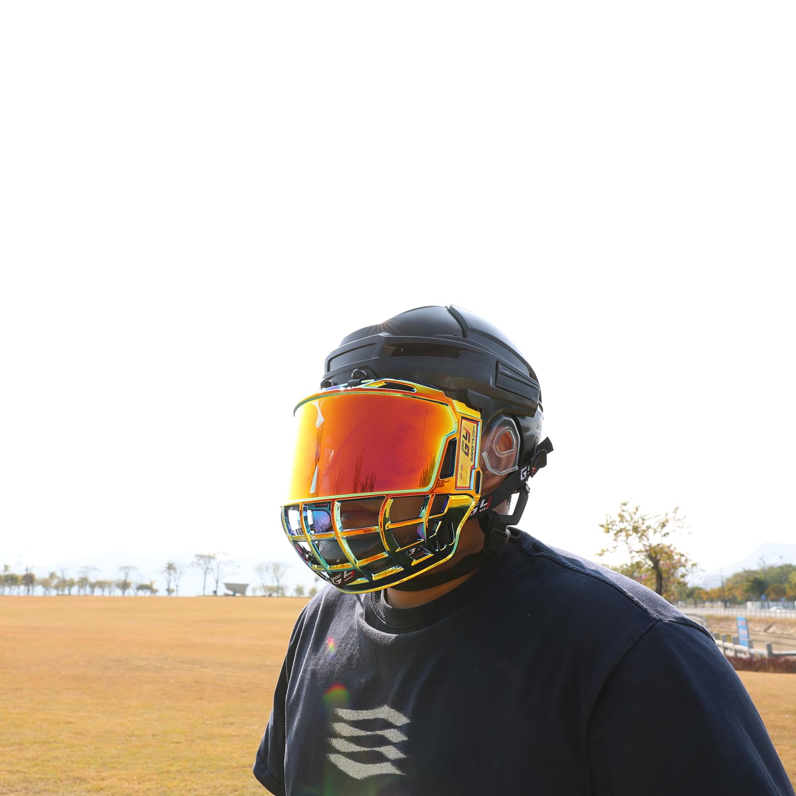 Gy Visera completa de hockey para casco de hockey sobre hielo, para adultos y jóvenes, antiarañazos, antivaho, certificado CE