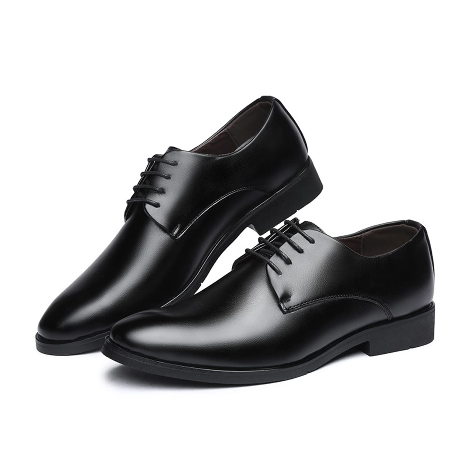 CARZE Scarpe da Lavoro in Pelle da Uomo Nero Classico Abito da Cerimonia Scarpe da Uomo Casual Scarpe a Punta Tonda Scarpe da Uomo in Pelle Scarpe Eleganti da Uomo(44)