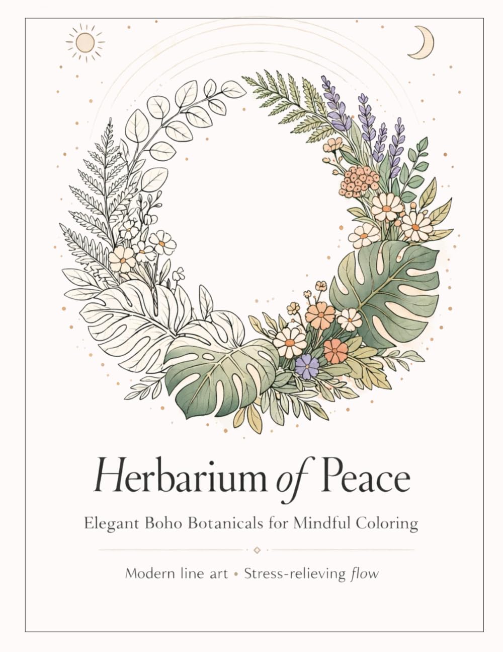 Herbarium of Peace: Elegant Boho Botanicals for Mindful Coloring