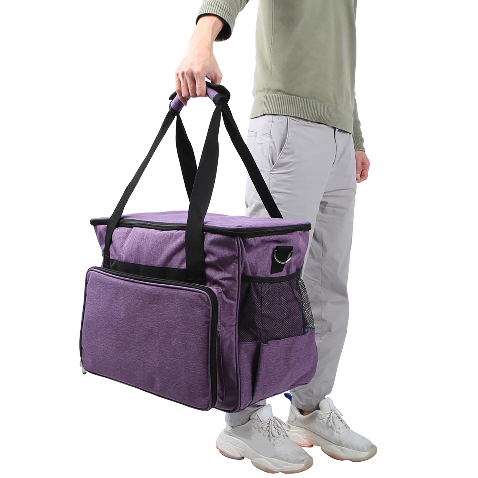 Bolsa de almacenamiento de tejer 600D Oxford Beinting Agujas de tejido de tejido Crochet Hilador de hilo Organizador de lana (Púrpura)