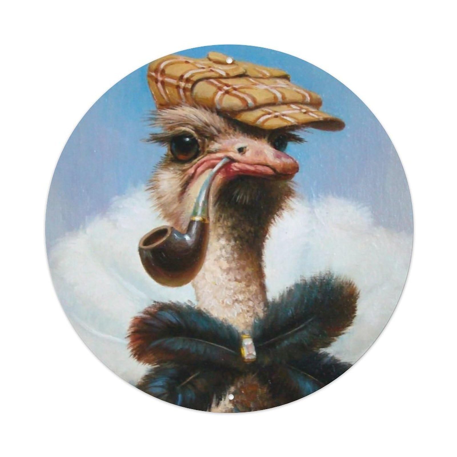 Animal Artwork Ostrich Detective Metal Tin Sign