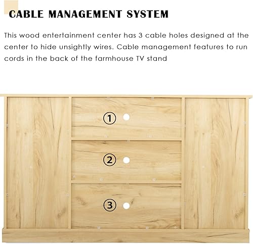 Miniatura 4 de SoarFlash Soporte de TV con puertas corredizas de granero, centro de entretenimiento de madera de 54 pulgadas para TV de 60 pulgadas, mesa de
