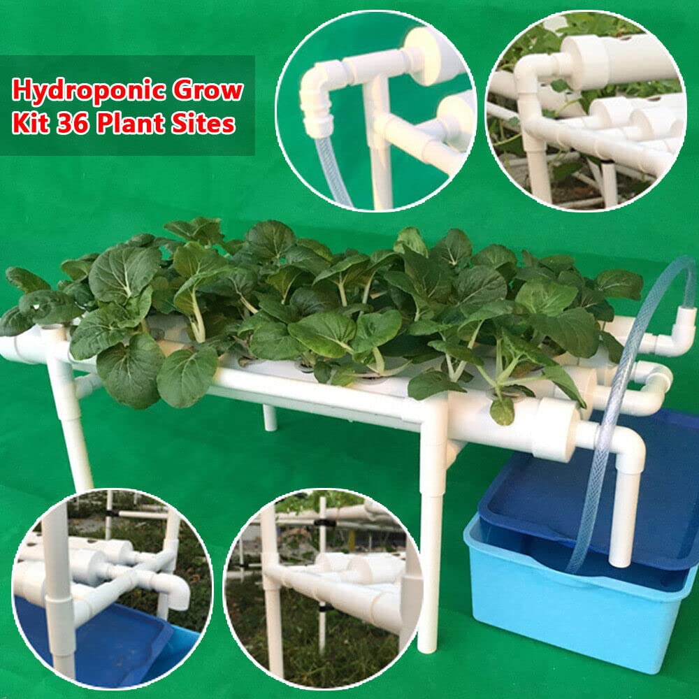 Hidropónico de 36 Agujeros, Kit de Cultivo hidropónico con Tubo hidropónico de PVC para Cultivo de Plantas sin Tierra