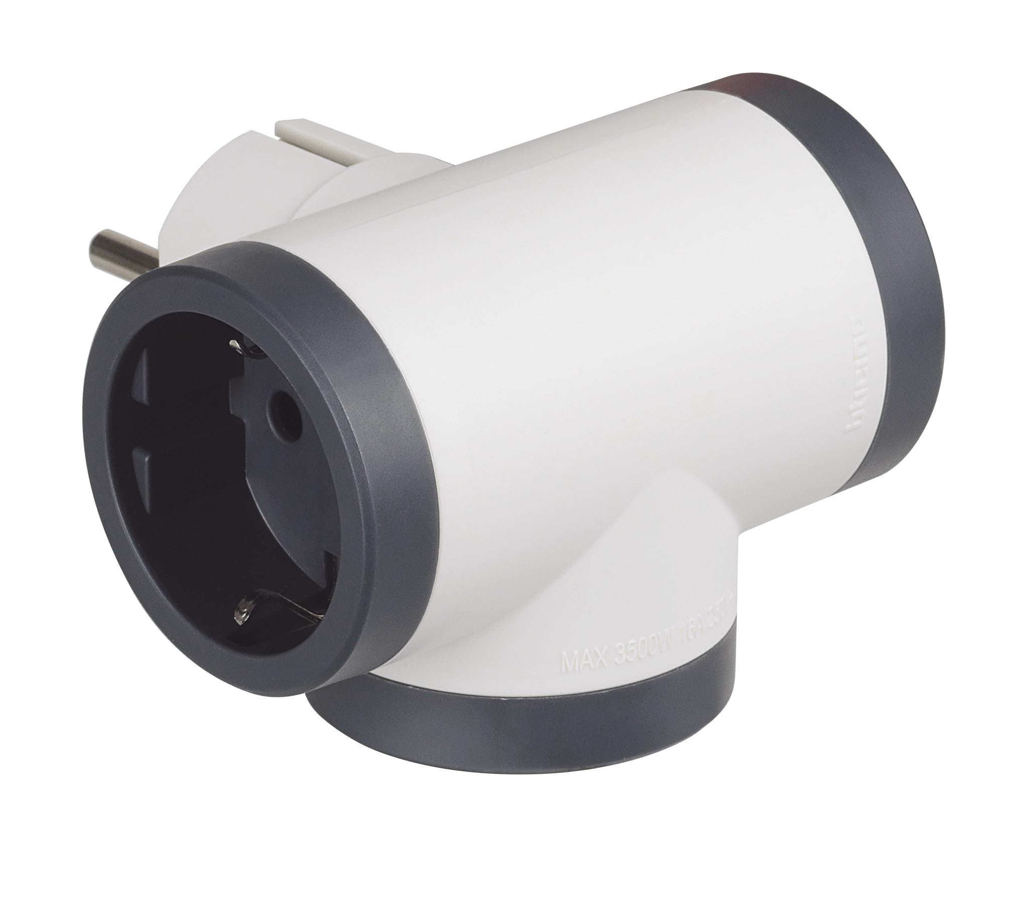 Bticino S3626D Adapter 3 Schuko Steckdosen Deutscher Standard Großer Stecker 16A Mehrfachstecker 3-seitig Mehrfachsteckdose bis 3500W Mehrfachadapter Platzsparend Matt
