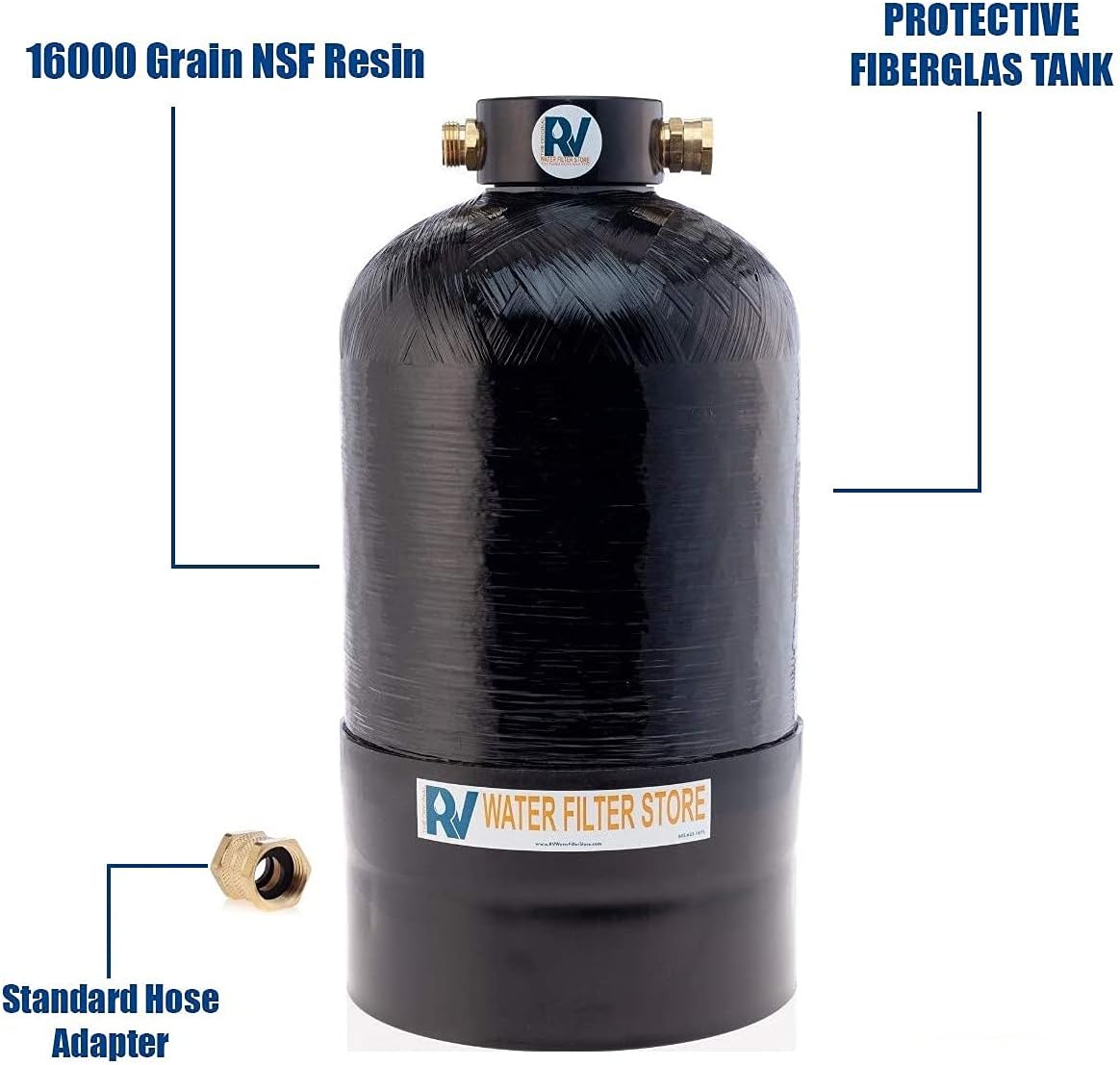 Essential RV Water Softener Portable 16,000 Grain w/o Custom Hose, Long Lasting for RVers Vanlife, 3/4" Fittings, Softens Hard Water When Traveling or Mobile Spot Reducing Car Washing : Automotive