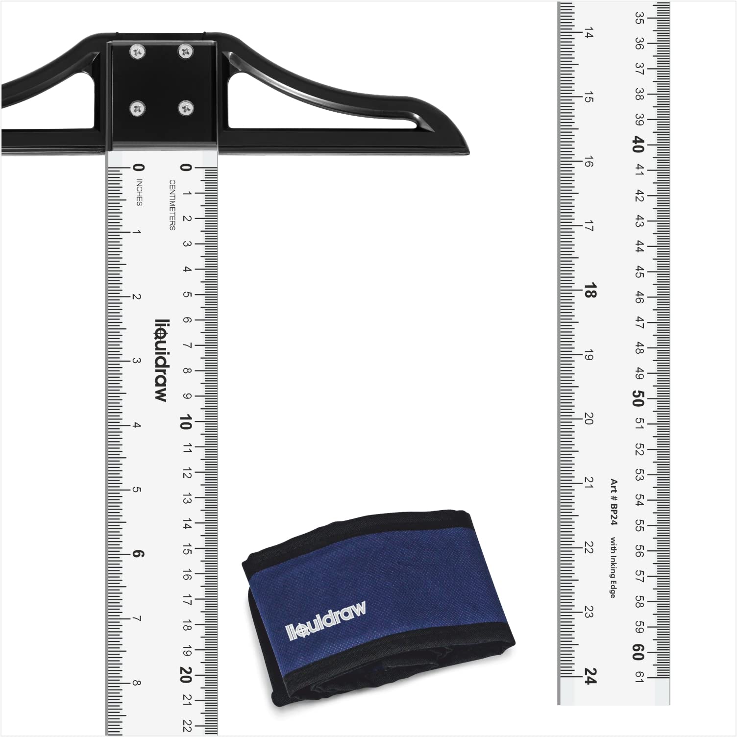 Liquidraw Regla cuadrada en T, 60 cm, regla acrílica para dibujo y dibujo, medidas imperiales y métricas, borde biselado y cabeza desmontable, para arquitectos, ingenieros y dibujo técnico