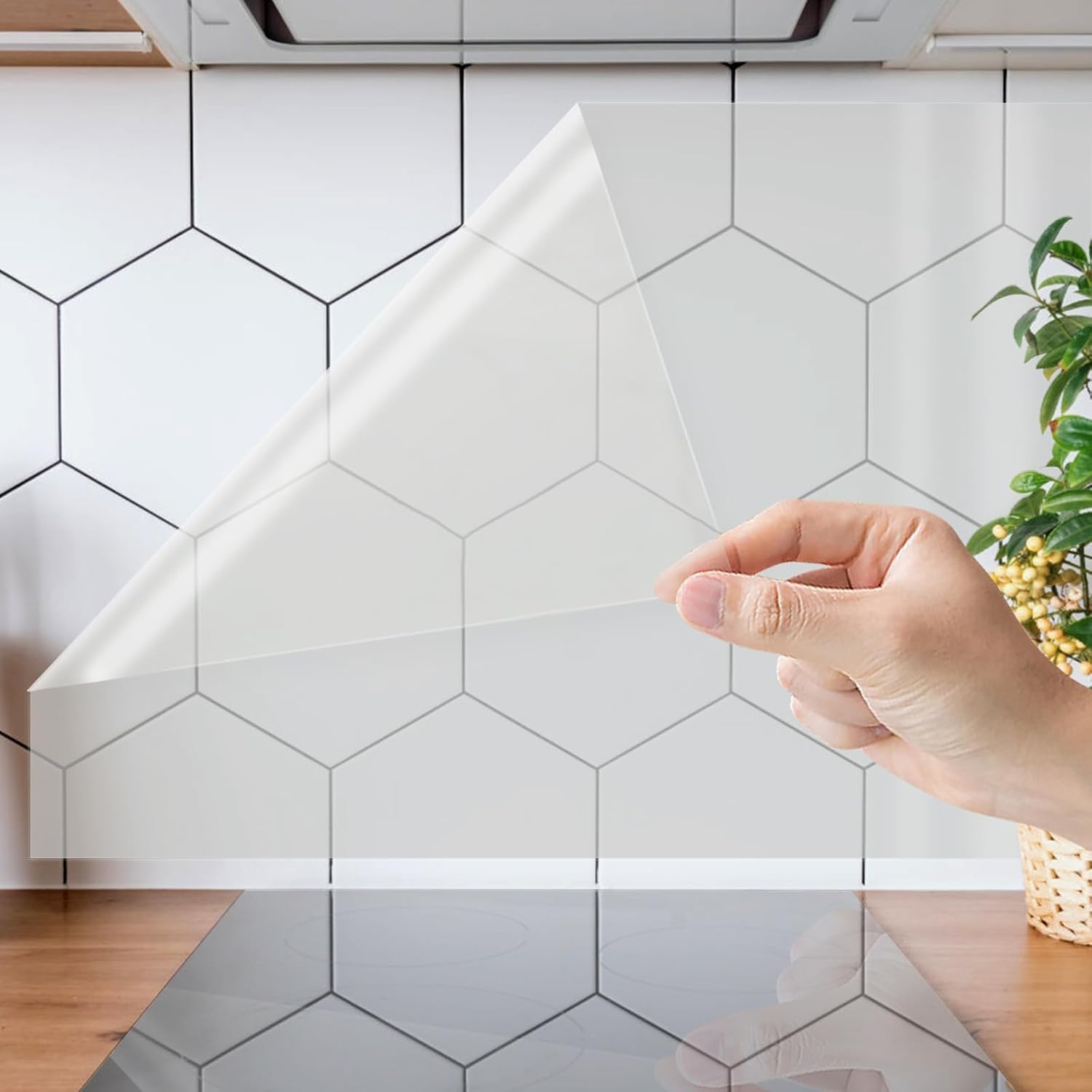 SUNBIRD Transparent Plastic Roll Vinyl Kitchen Counter Coating, Self Adhesive, Clear Contact Paper Clear Book Cover Film, for Splash Guard for Kitchen, Tile Protector, (30cm x 152cm, Frosted Sticker)