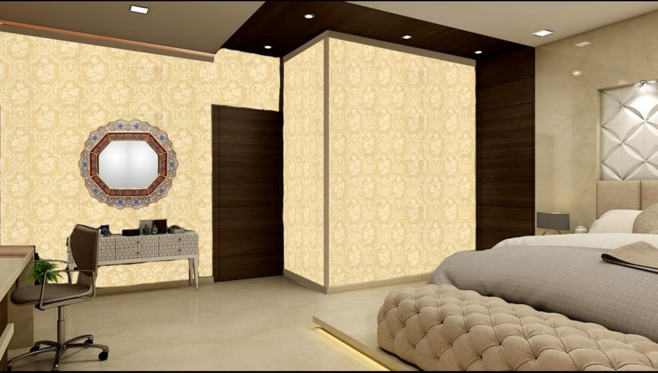 CRIMSON DECORS 200 x 45 CM Beige Glossy Adhesive Wallpaper for Hall Living Room Peel and Stick Vinyl Wallpaper - 9 SQFT Approx (B0CBVQY4P7) Amazon Price History, Amazon Price Tracker