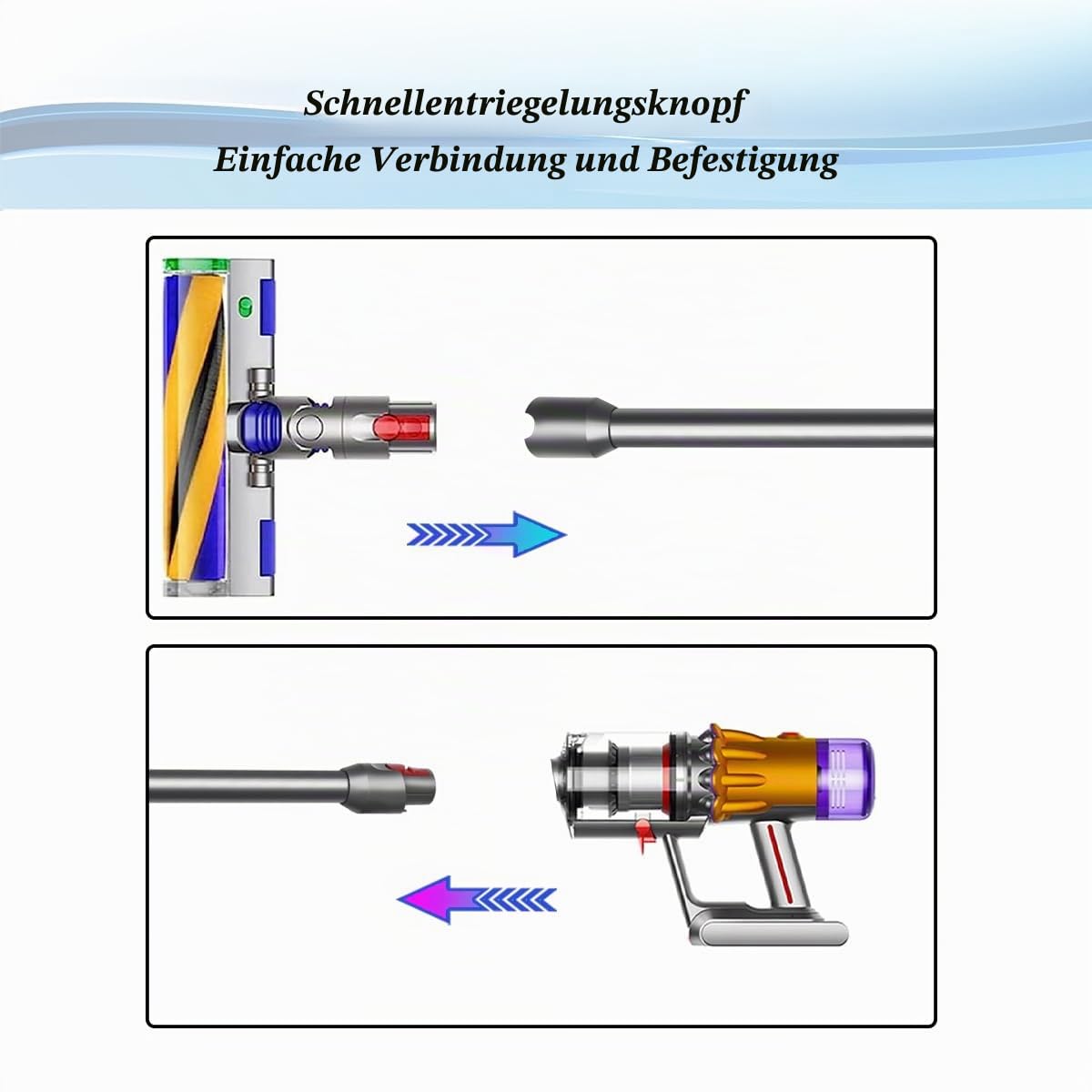 Verlängerungsrohr für Dyson V12 Detect Slim Staubsauger, Ersatzteile Saugrohr Schnellspanner Verlängerungsstab für Dyson V10 Digital Slim, Teleskoprohr Zubehör 74 cm - Grau
