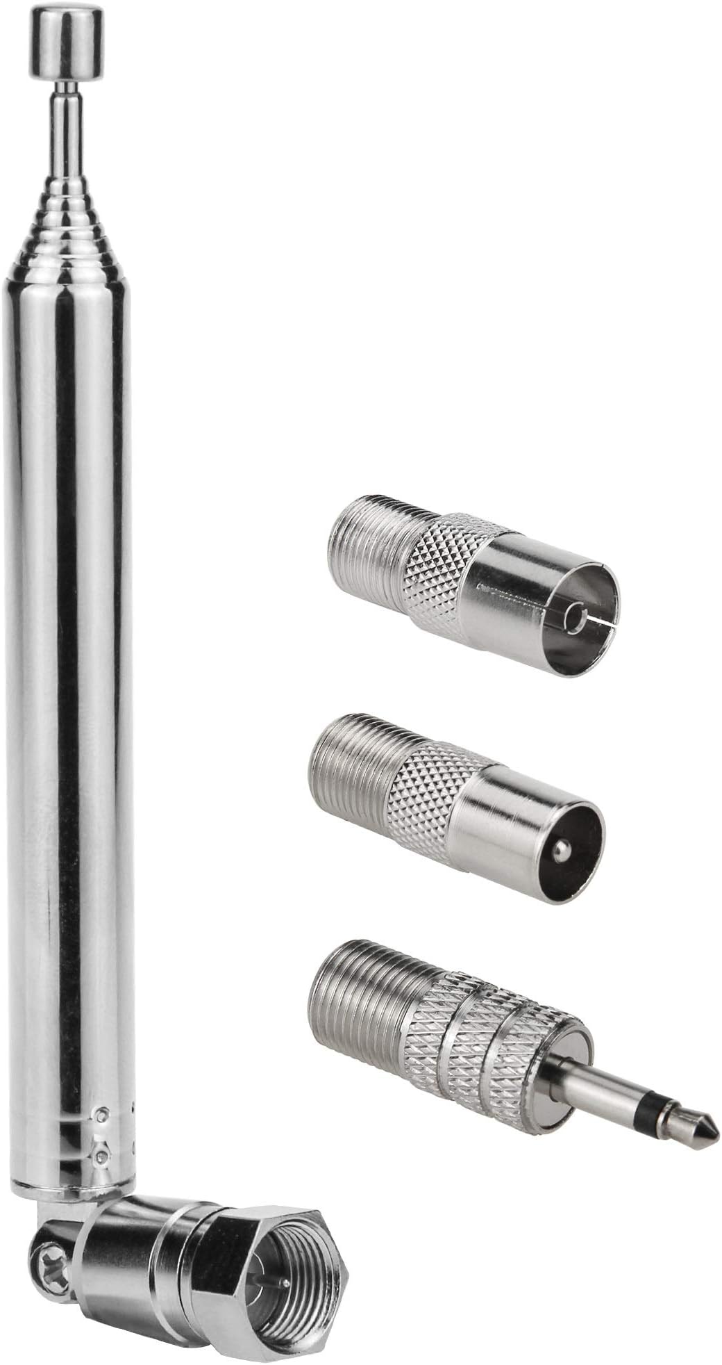 Dab FM Radio Aerial 75 Ohm, Ancable Indoor Dab Antenna Telescopic Aerial with F Type Male Plug Connector with Adapter for Indoor Bluetooth Home Stereo Receiver