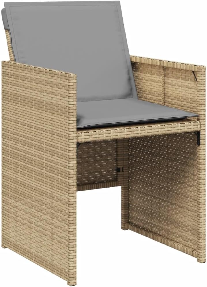 vidaXL Patio Chairs with Cushions 4 Pcs Mix Beige Poly Rattan, Outdoor Garden Furniture Set