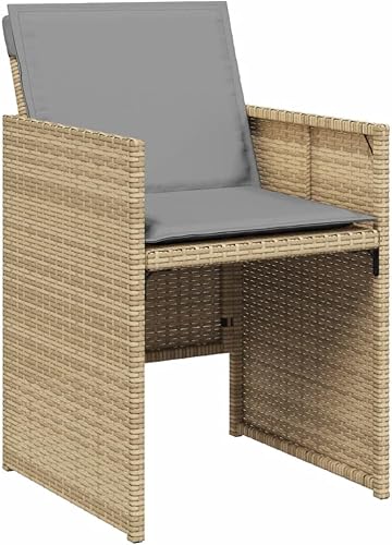 Miniatura 3 de Patio Chairs with Cushions 4 pcs Mix Beige Poly Rattan Outdoor Patio Dining Lawn Outdoor Dining Chairs Sillas para Comedor for Living Room Study