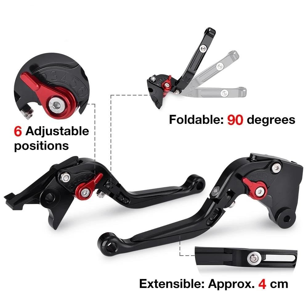Embrayage Moto pour Triumph pour Daytona 675 R 2011-2017 pour Speed Triple R 1050 2012-2015 Leviers d'embrayage De Frein CNC Extensibles pour Moto Levier d'embrayage Frein(6)