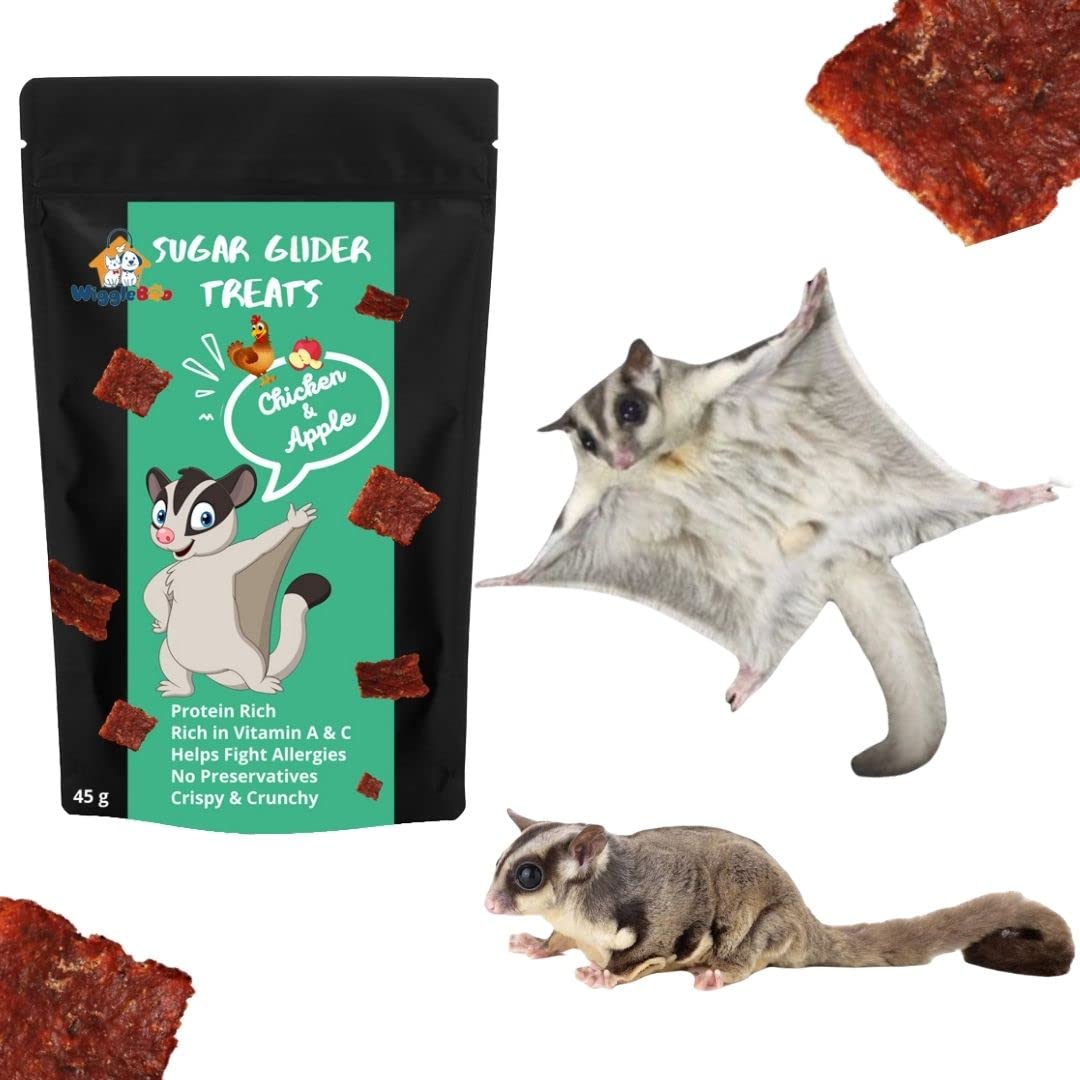 WiggleBoo Chicken & Apple Suger Glider Treat | Protein Rich | Great Antioxidants | Crunchy Healthy Snacks | 45g