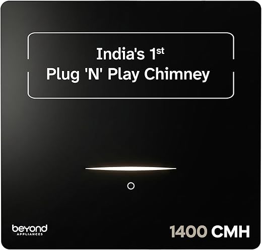 Beyond Appliances Cube Pro Plug N Play Ductless Kitchen Chimney | 1400 CMH | Auto Clean | 5-Stage Charcoal Activated Filter | Touch Control | 3-way…