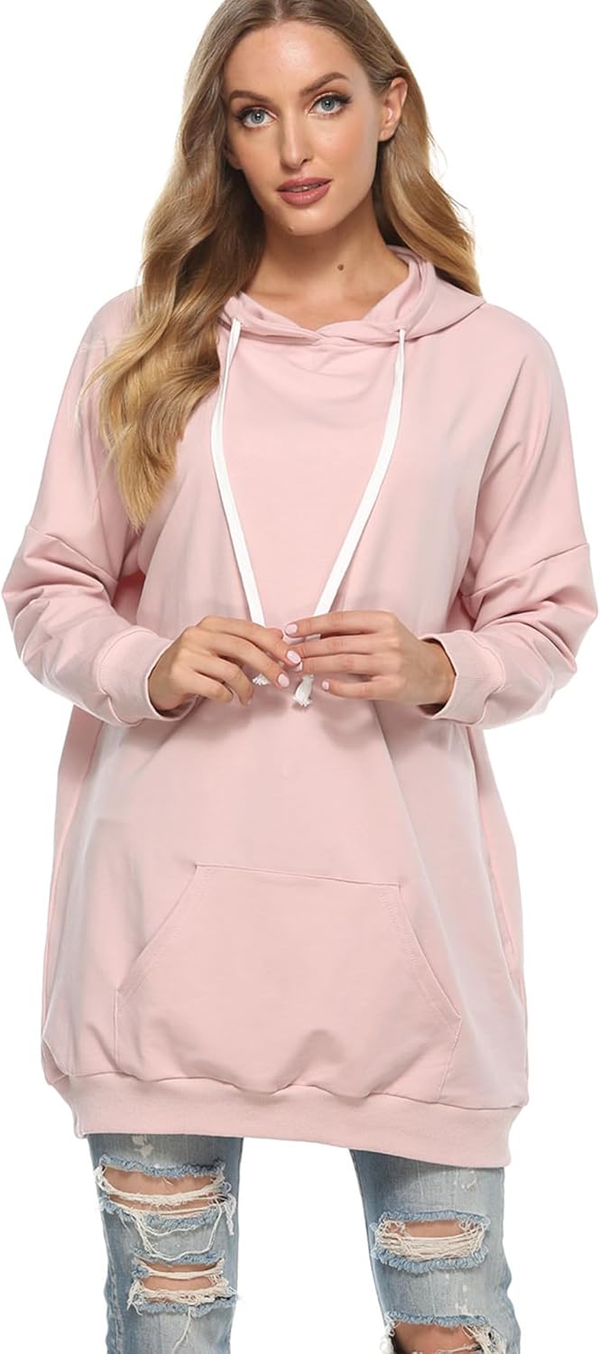 Famulily Womens Oversized Hoodie Extra Long Hooded Tunic Sweatshirt with Pockets - Image 3