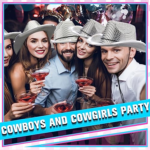 Image of Tisancy LED Lights Cowboy Cowgirl Hat Flashing LED Lights Cowgirl Hat for Wedding Western Bachelorette Party