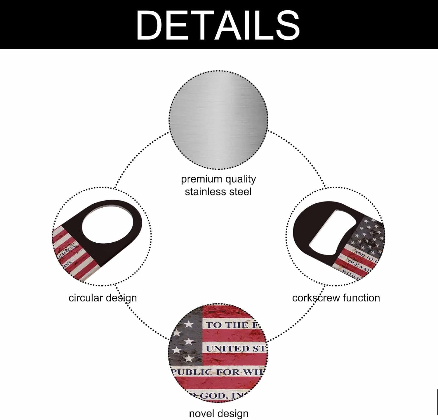 Usa Flag Stainless Steel Bottle Opener Pledge of Allegiance Written on A Weathered United States of America Flag Flat Beer Bottle Opener Keychain for Home Kitchen Bar Restaurant Party Gift image 3