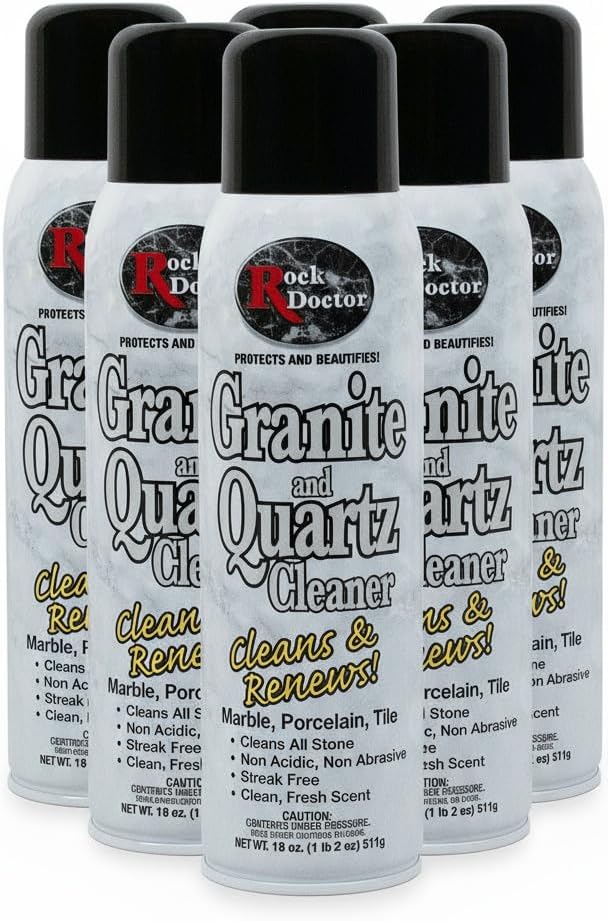 Rock Doctor Granite & Quartz Cleaner Spray 18 oz. Can, Cleans Tile, Marble, Kitchen Countertop, and Natural Stone Surfaces, Streak-Free Shine (6Pack)