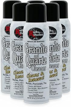 Rock Doctor Granite & Quartz Cleaner Spray 18 oz. Can, Cleans Tile, Marble, Kitchen Countertop, and Natural Stone Surfaces, Streak-Free Shine 6Pack