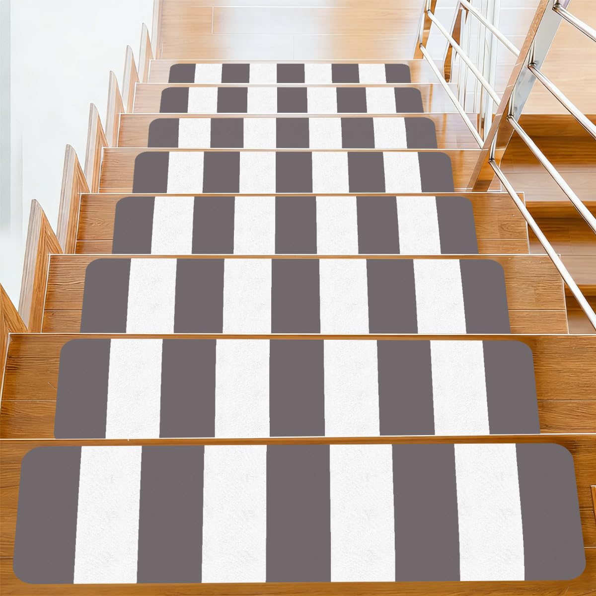 Alfombrillas antideslizantes para escaleras de madera juego Mexpekil gris
