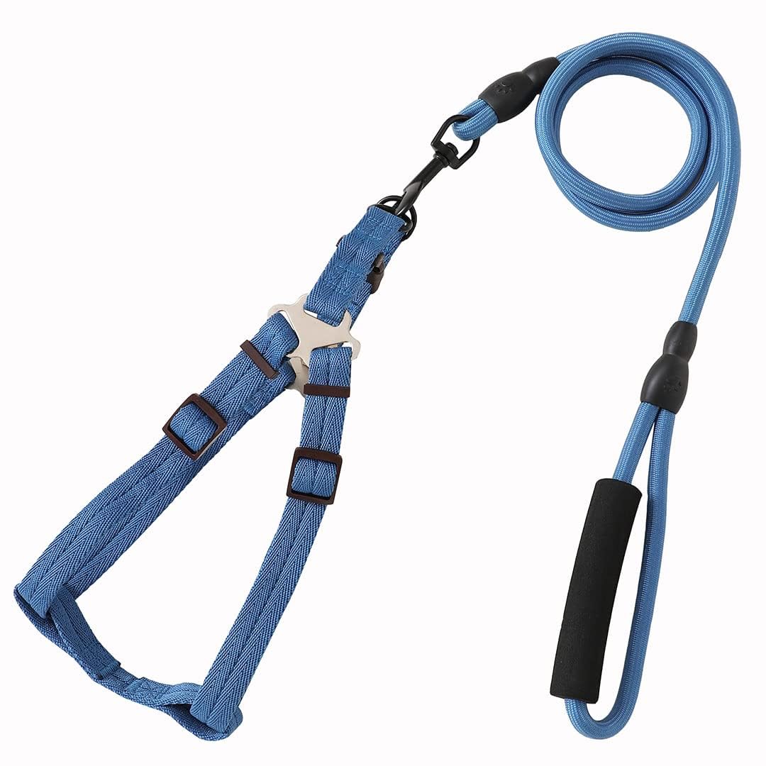 Kuber Industries Dog Harness For Medium Dogs & Leash Set|Premium Metal Hook|Hand Spliced Belt For Added Strength |PDMGL-005-3 |Blue (B0CJ598MYF) Amazon Price History, Amazon Price Tracker