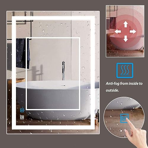 Miniatura 6 de DIDIDADA Espejo de baño con luces LED de 32 x 24 pulgadas para baño, montado en la pared, espejo de tocador iluminado vertical, horizontal,