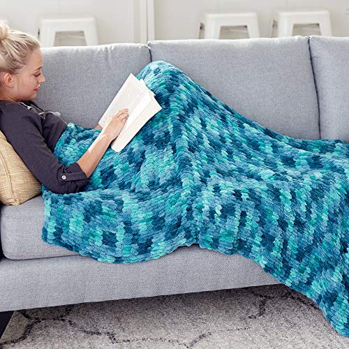 Bernat Alize Blanket-EZ Yarn, Seaport Teals - Thumbnail 7