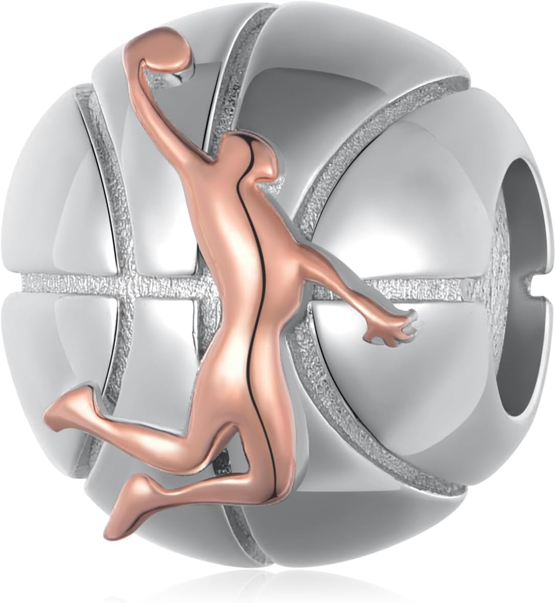 Sterling Silver Volleyball/Softball/Pickleball/Basketball/Soccer Charm for Bracelets - Sport Jewelry Gifts for Women Team Players