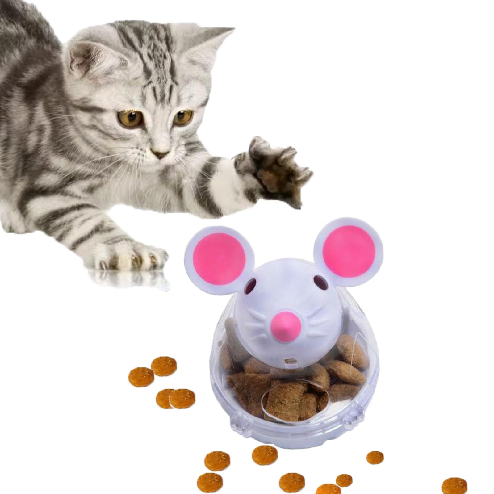 ieron Juguete alimentador de golosinas para gatos, vaso de bola de comida para gatos, juguete para mascotas, bola de alimentación lenta para tratar IQ interactivo, lindo juguete de entrenamiento de