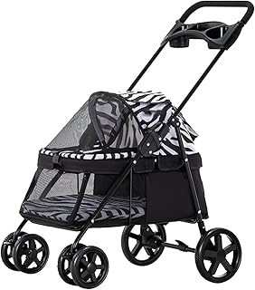 Carrinhos de estimação premium para cães e gatos Carrinhos de cachorro para cães Carrinhos de bebê para cães pequenos Carrinhos de cachorro leves Carrinho de viagem para animais de estimação Carrinho dobrável para cães e gatos (Zebra)