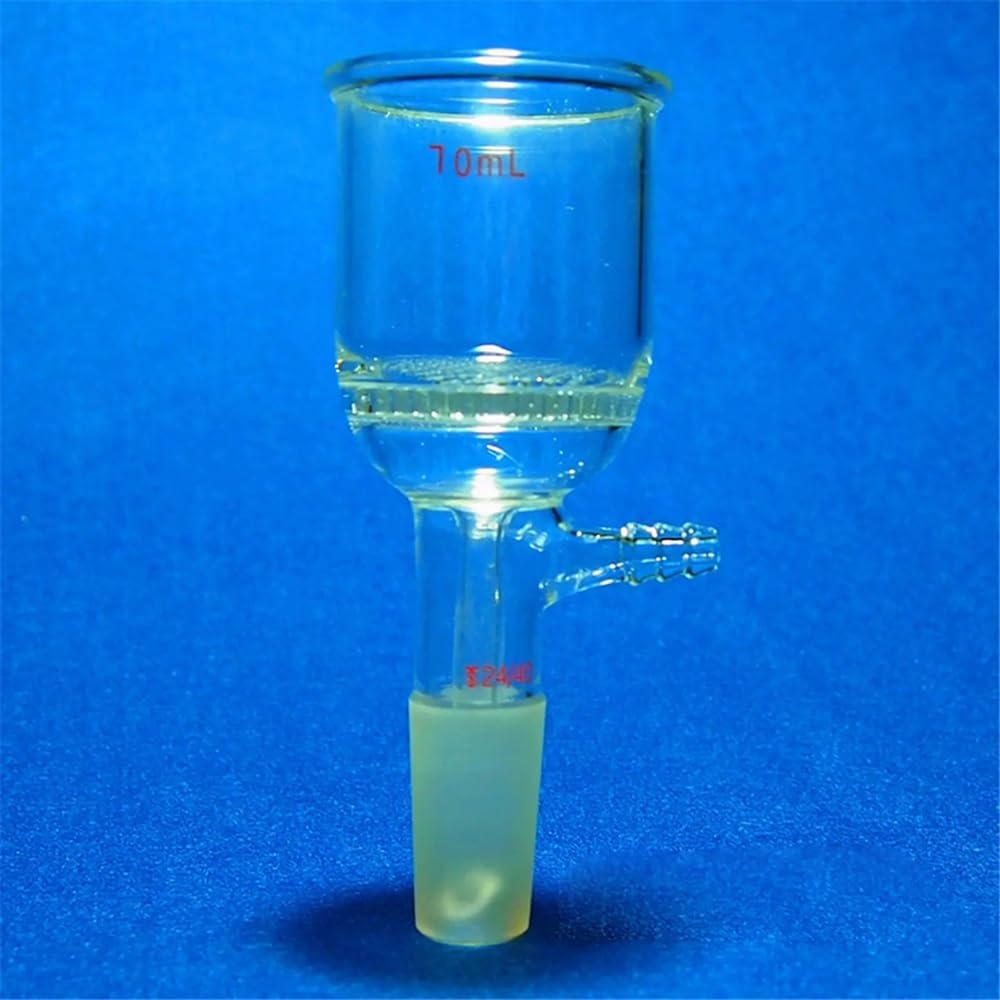 Embudo de vidrio 24/40 de 70 ml con placa de 47 mm, cristalería de laboratorio