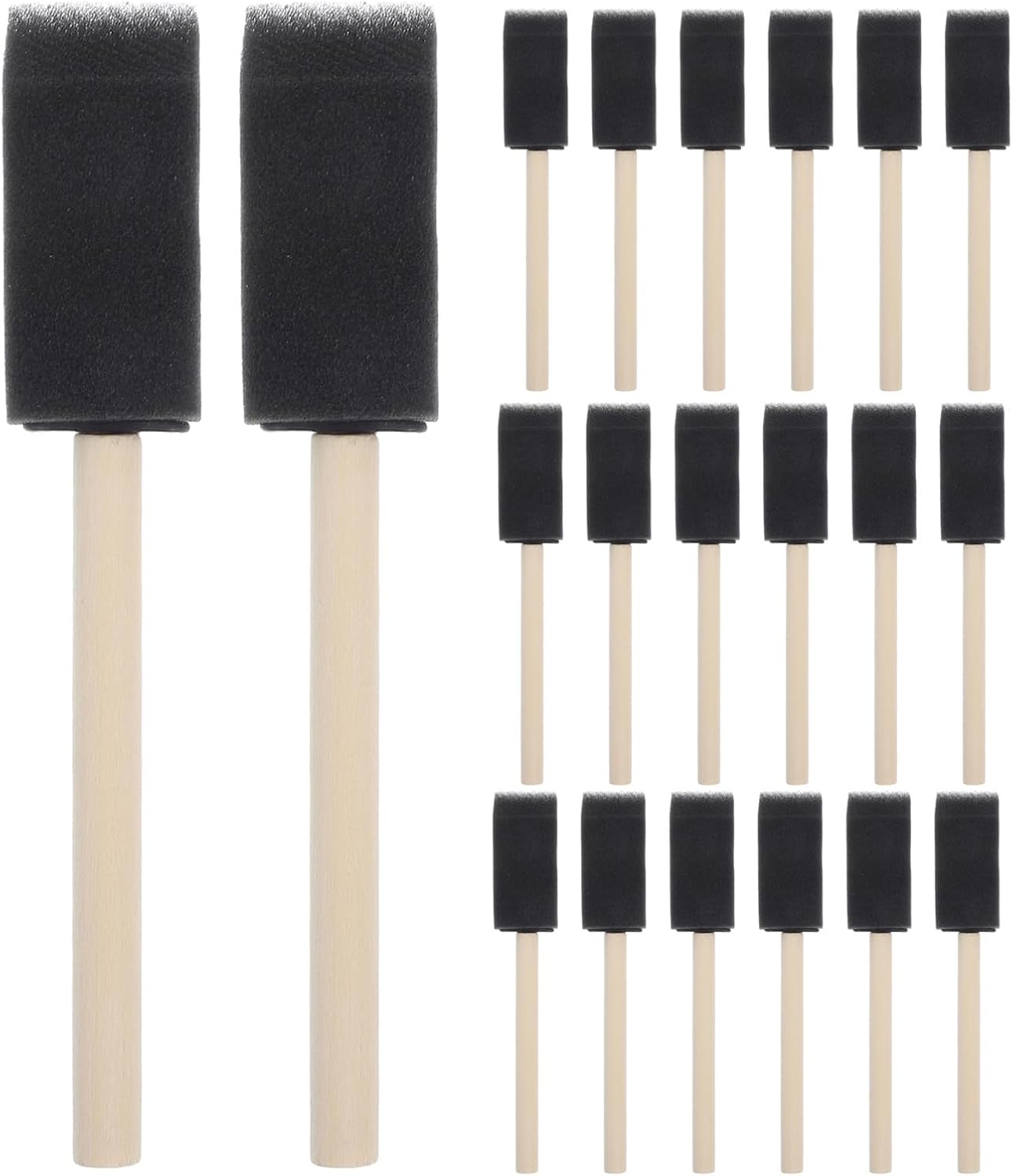UKCOCO 36PCS Sponge Paint Brushes for Crafts, 14.5cm/5.7" Black Sponge Applicator Brushes with Wooden Handles, Kids Painting Tools for Detailed Art, Stain, Varnishes