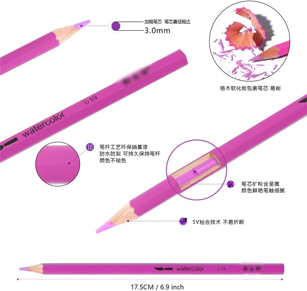 30 Pieces Water Soluble Coloured Pencils Set 24 Colours Drawing Painting Paint Brushes