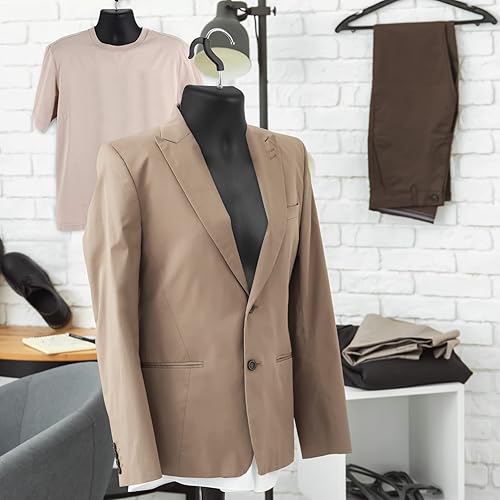 Miniatura 5 de Lallisa Paquete de 3 Torsos de Maniquí Masculino Forma de Sastre Exhibidor de Camisetas Medio Cuerpo de Maniquí Cintura Redondeada Espalda Hueca con